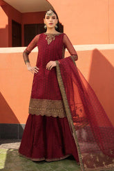 Maria B Organza Collection Maroon Unstitched Embroidery Dresses